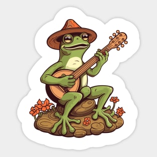 Frog playing banjo Sticker